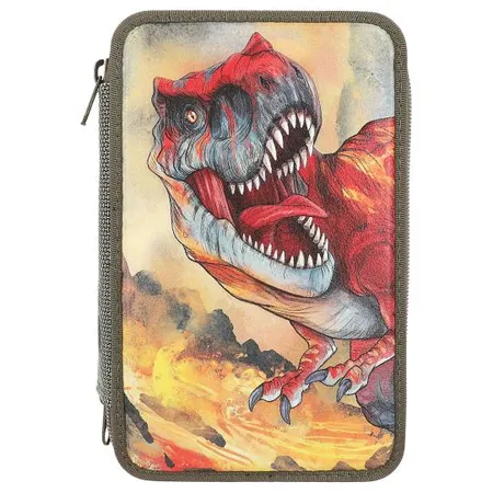 Depesche Dino World 3 Fach Federtasche mit 3-D Effekt grün