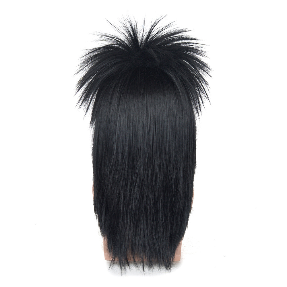 (60cm) Vokuhila Perücke Pop Rock Fasnacht Kostüm Zubehör Motto Party / Halloween Accessoire - Schwarz