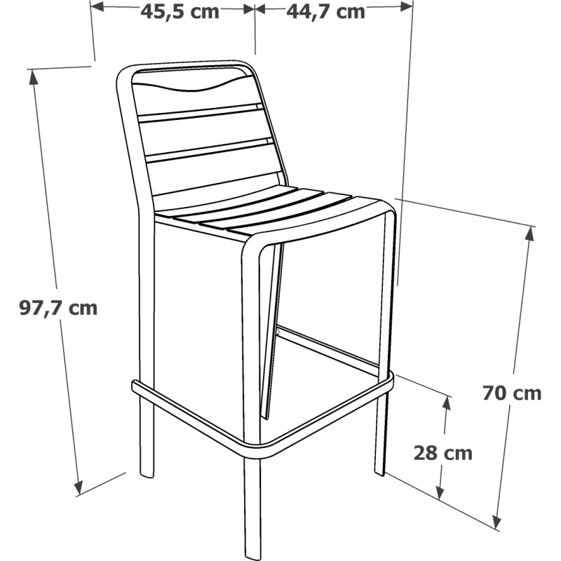 Tabouret haut d'extérieur DIVE - structure aluminium