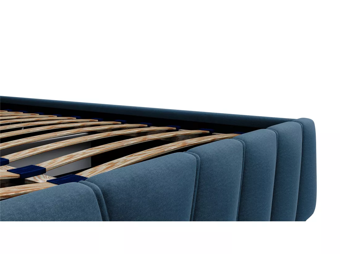 Lit coffre 160 x 200 cm - Velours - Bleu - LIDAMA de Pascal Morabito