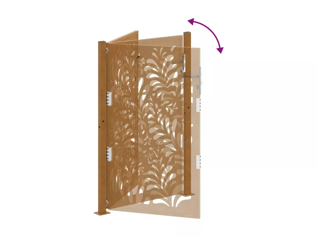 Porte de jardin acier résistant aux intempéries design vagues
