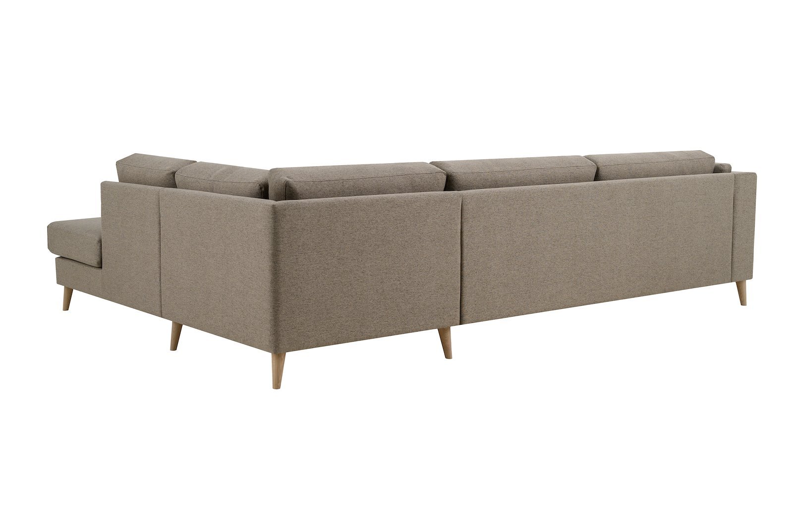 Edda hjørnesofa 3-seter med åpen ende høyre Tekstil Neve 9 cappuccino, ben 8, armlen G.