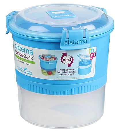 Sistema Madkasse m. Bestik - Lunch Stack - 965 ml - Blå