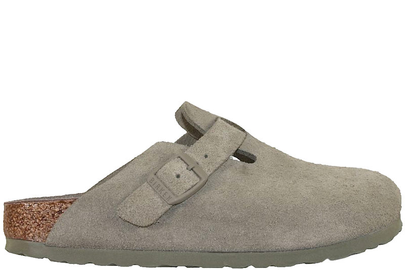 BIRKENSTOCK BOSTON SLENTERS I OLIVENGRØNT RUSKIND