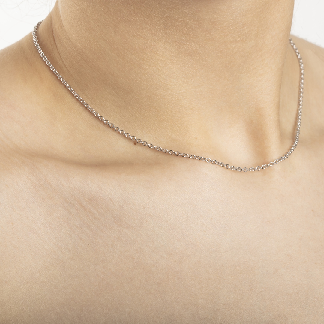 Rundankerkette 750/18 K Weissgold 2.0mm