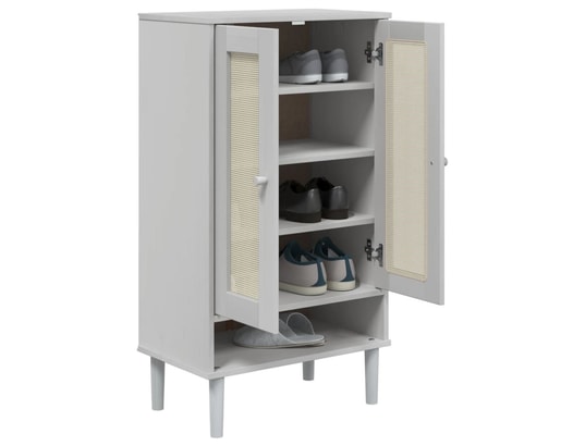 VIDAXL - Armoire à chaussures senja aspect rotin blanc bois massif