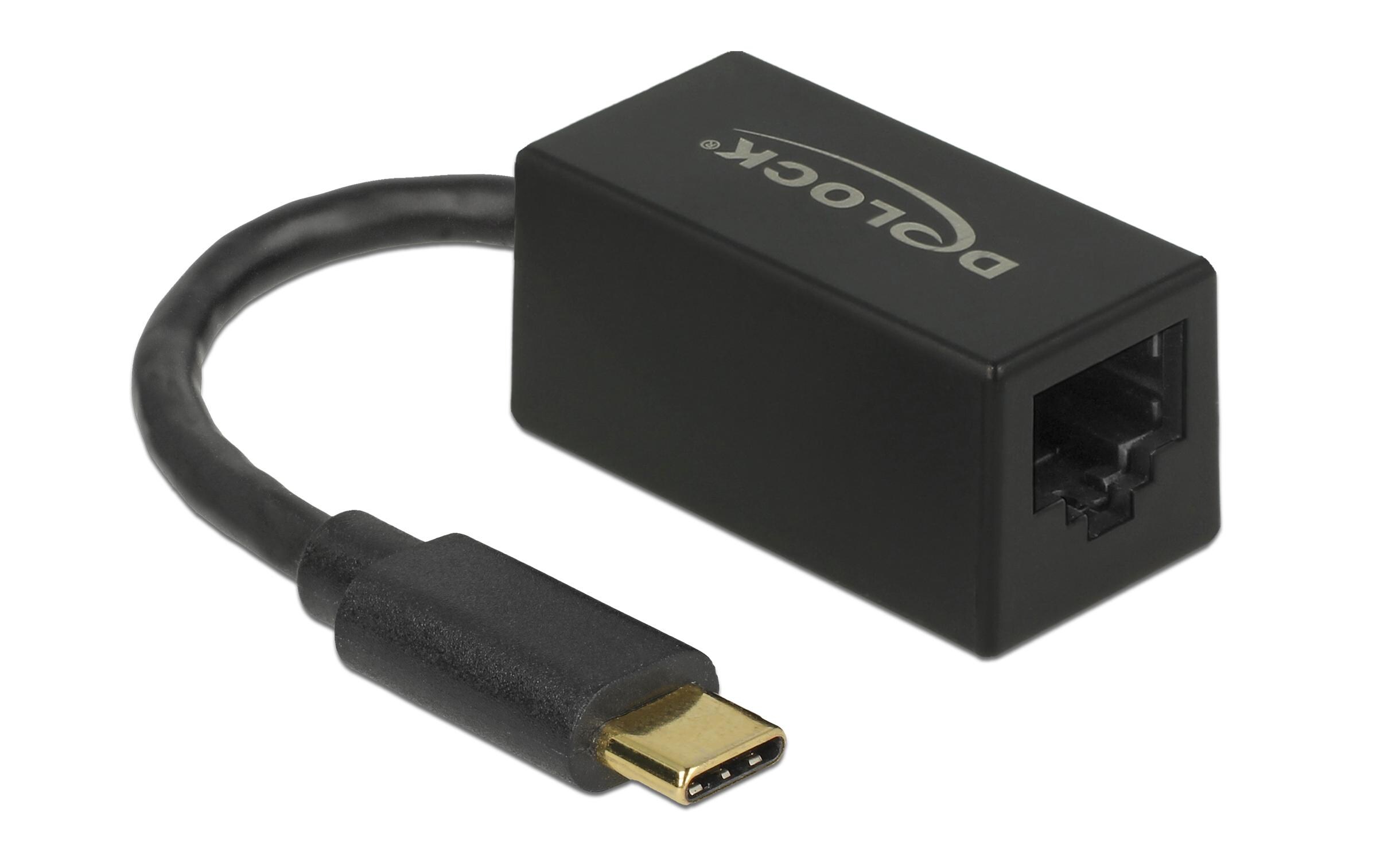 Netzwerk-Adapter 1 Gbps USB Typ-CDelock Adapter SuperSpeed USB (USB 3.2 Gen 1) mit USB Type-C Stecker > Gigabit LAN 10/100/1000 Mbps kompakt schwarz