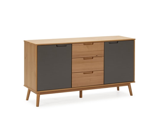 VS VENTA-STOCK - Bahut Buffet bruce 3 tiroirs et 2 portes , bois massif, 140 cm lar...