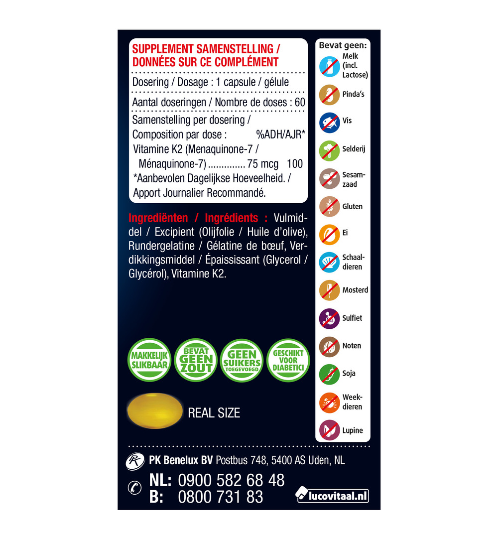 Lucovitaal Vitamine K2 75mcg (60 capsules)