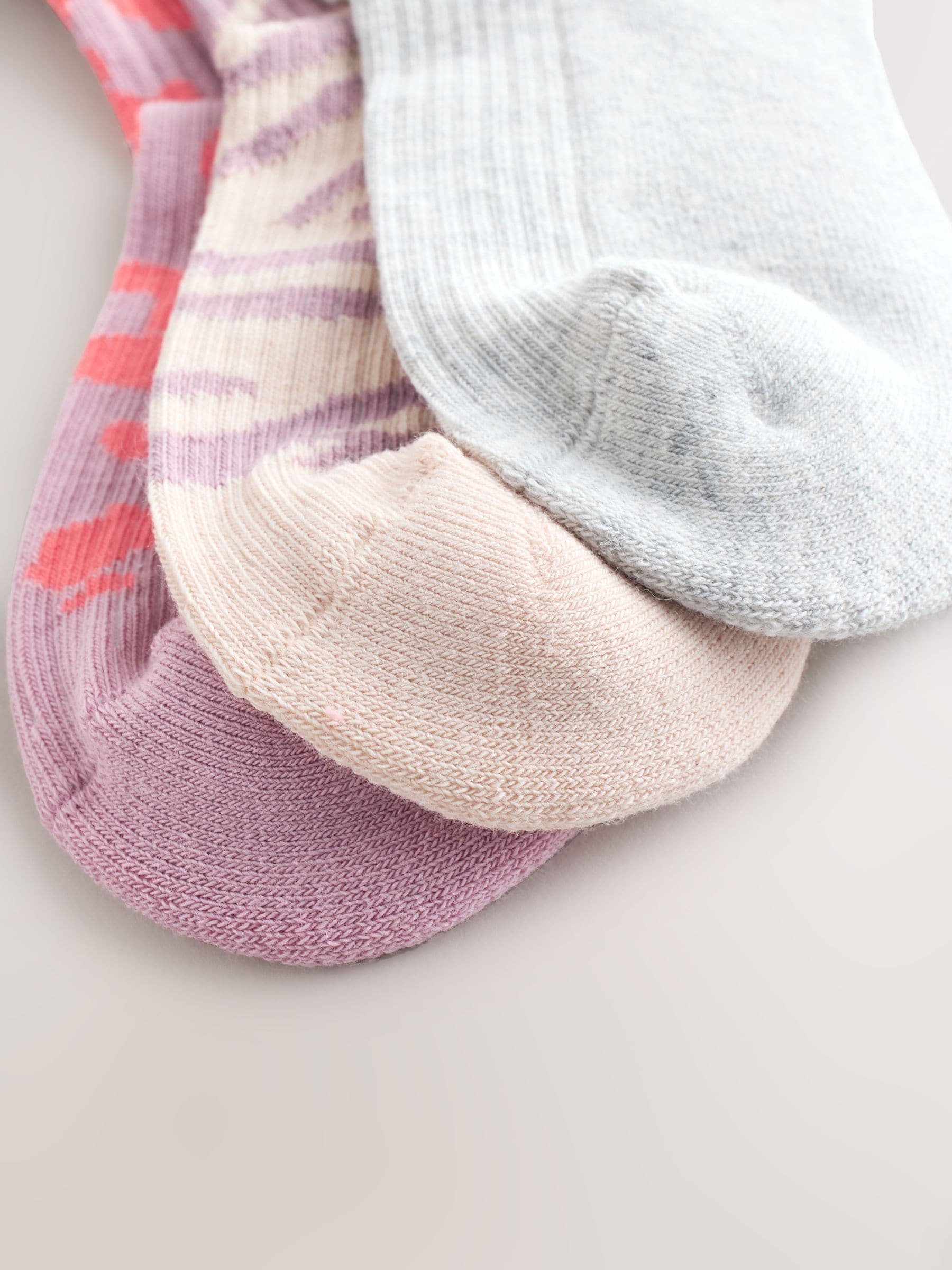 Dierenprint - Cotton Rich Cushioned Sole Ribbed Ankle Socks 3 Pack