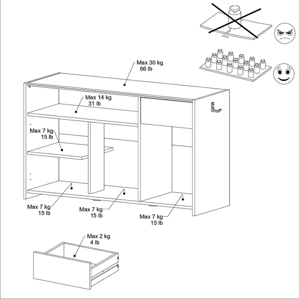 TV-dressoir Levi - zwart - 67x113x40 cm