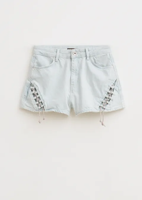 Denim short met vetersluiting blauw (BLW.BL)