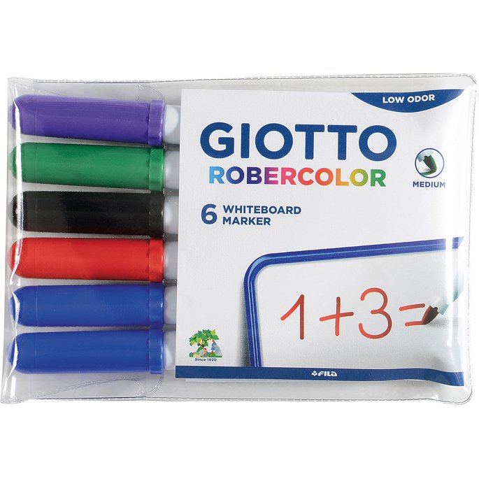 Pochette feutre robercolor pointe moyenne giotto pour    tableau blanc odeur neutre    ecriture 2mm 6 unites coloris