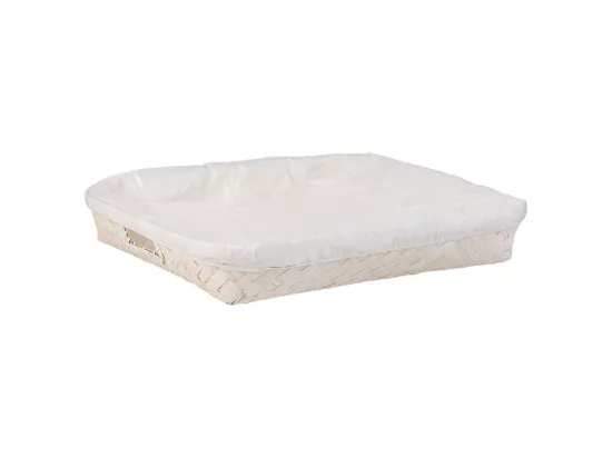 Plateau en bambou doublé blanc 50x40x8h