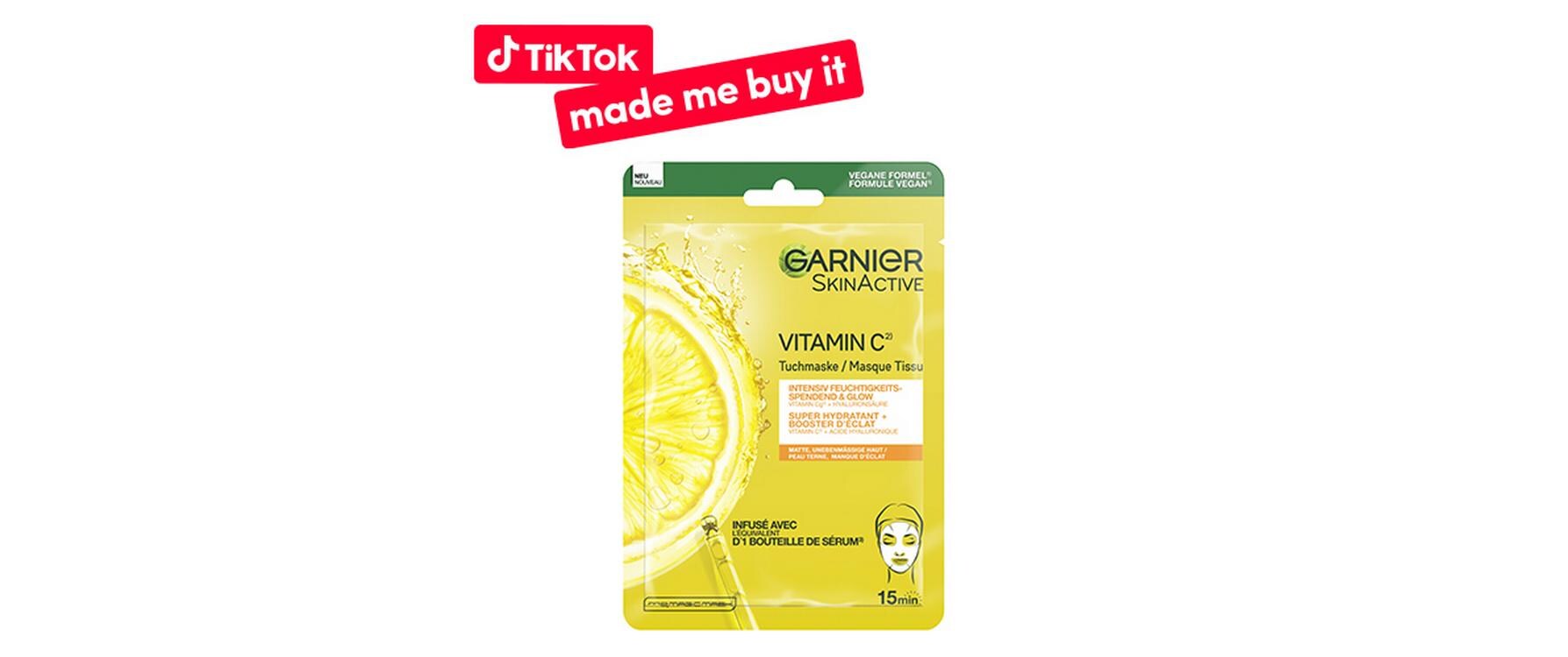 Gesichtsmaske Vitamin C 1 StückTuchmaske spendet sensibler Haut intensiv Feuchtigkeit und pflegt sie reichhaltig
