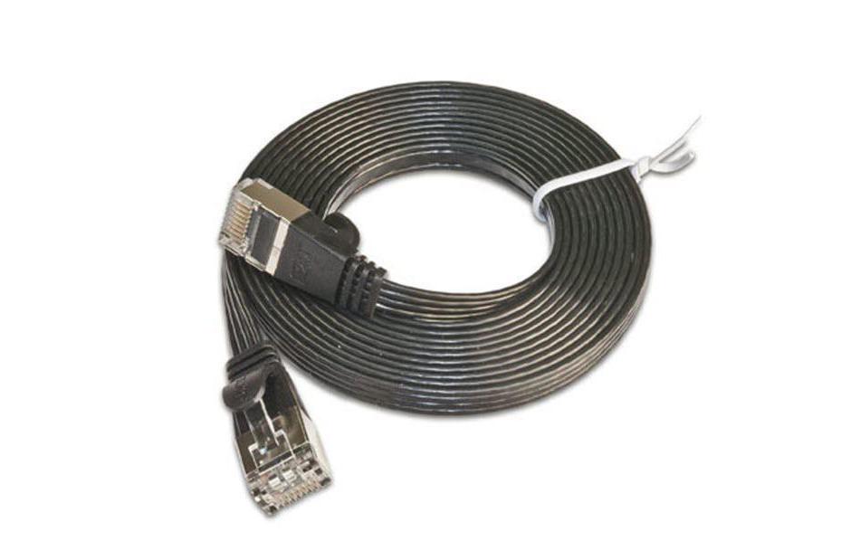 Slimpatchkabel RJ-45 - RJ-45, Cat 6, STP, 0.5 m, SchwarzGeschirmtes Twisted-Pair-Kabel (STP) mit Klinkenschutz