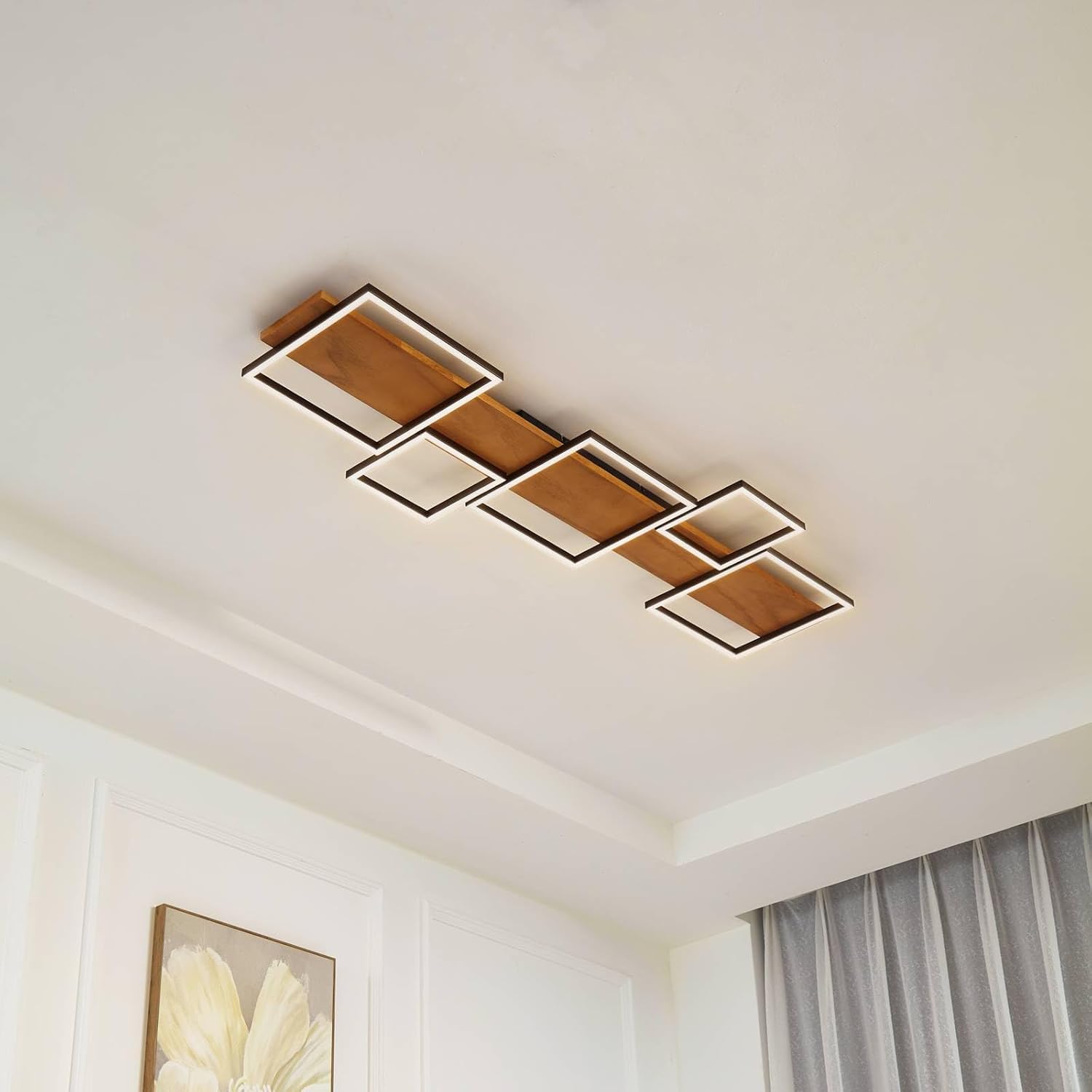 Lindby LED Deckenleuchte Galad dimmbar (Modern) aus Holz (5 flammig,) - Lampe Deckenlampe Wohnzimmerleuchte