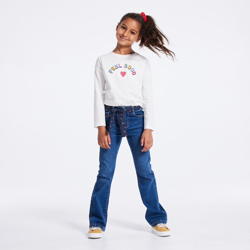 Jean skinny ceinturé bleu fille