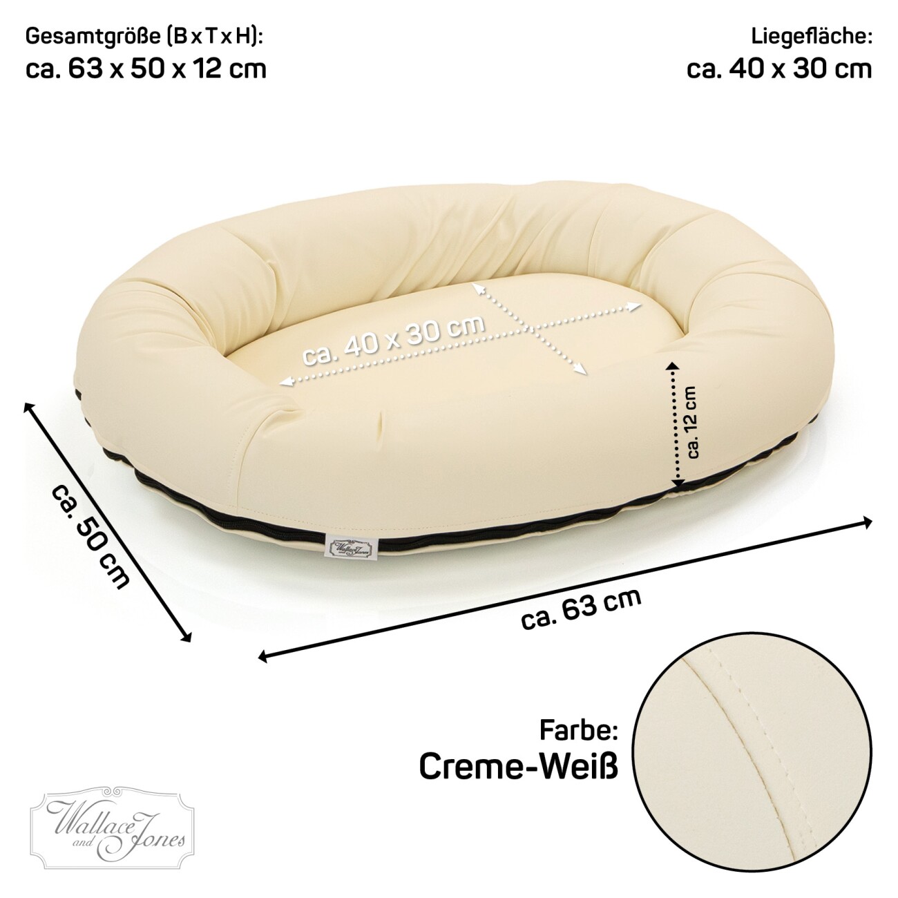 Wallace & Jones orthopädisches Hundebett Bolton creme S