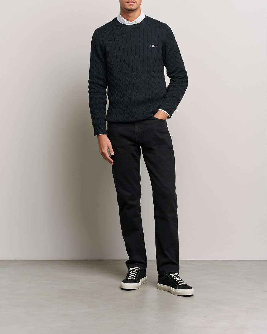 GANT Cotton Cable Crew Neck Black