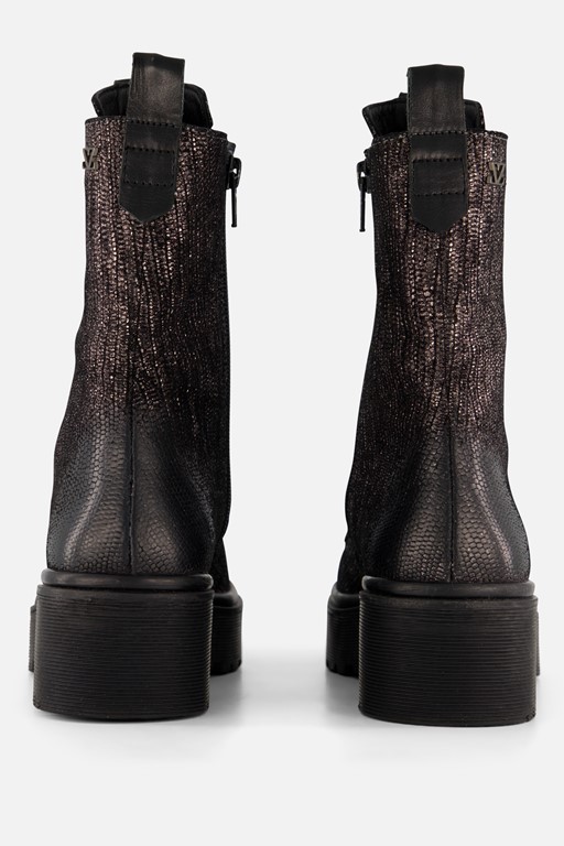 Lazamani Metallic Veterboots grijs Leer