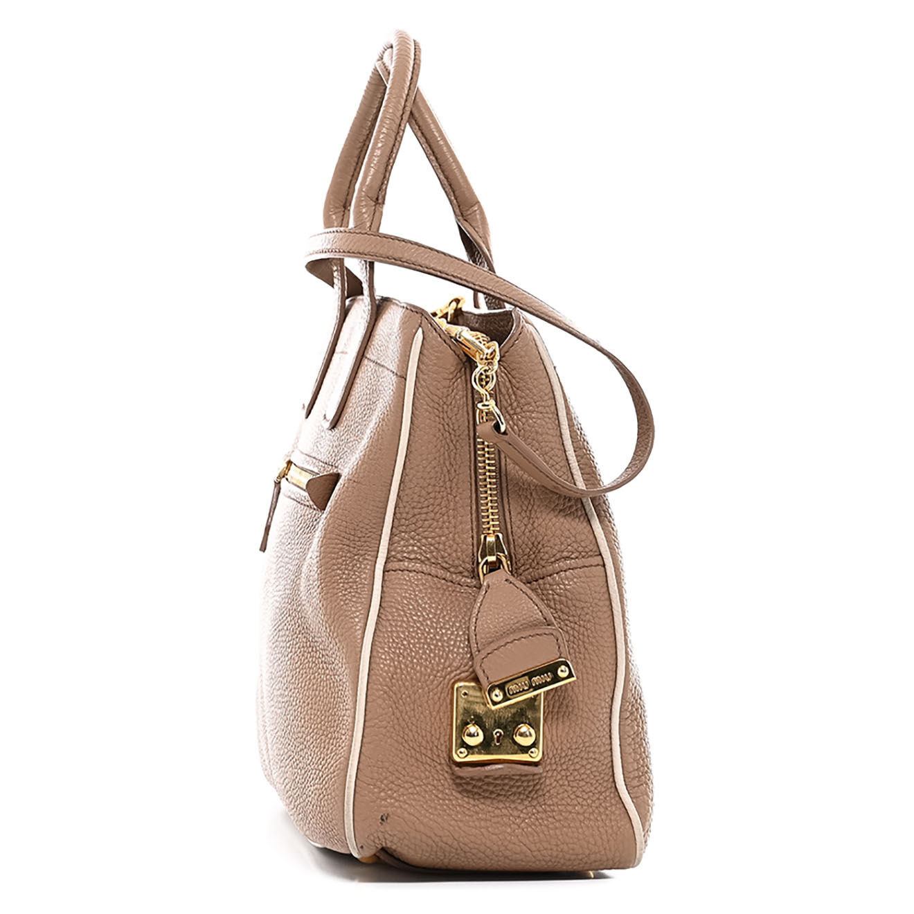 Miu miu Sac à main en Cuir beige - Très bon état - L.31 cm