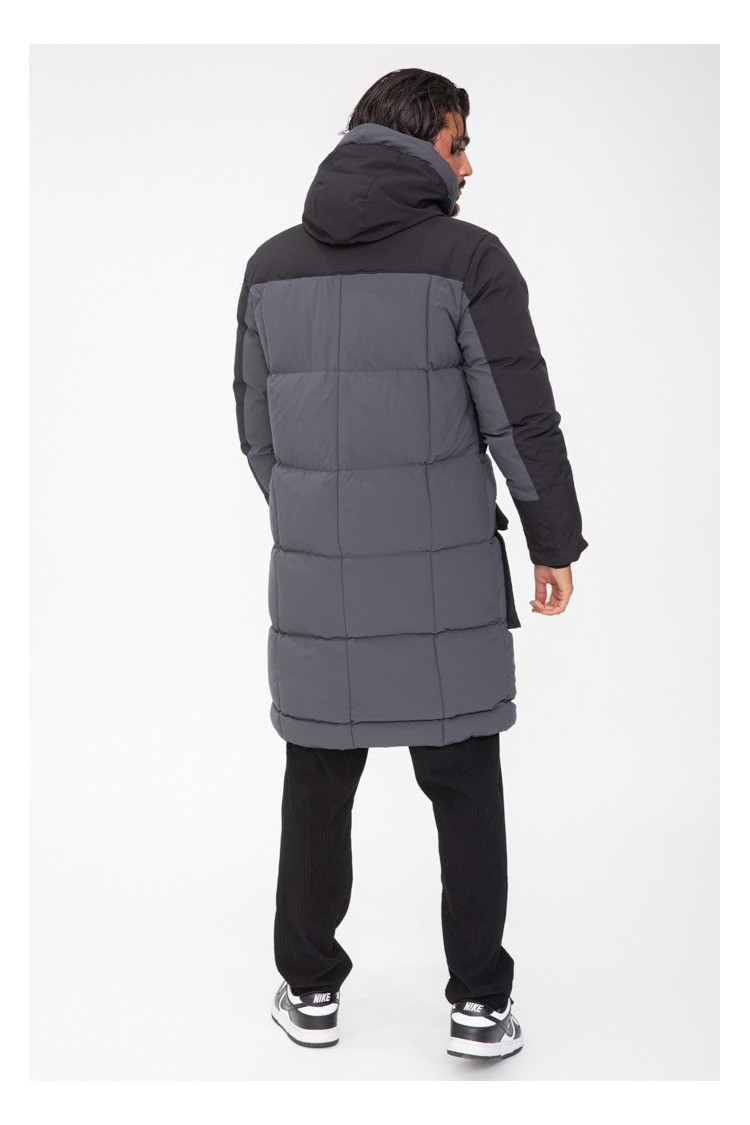 Doudoune matelassée longue noir à capuche