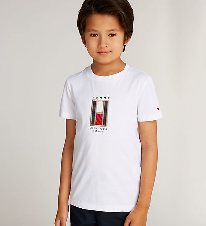 Tommy Hilfiger T-shirt - Flag EmbroideRød - Hvid