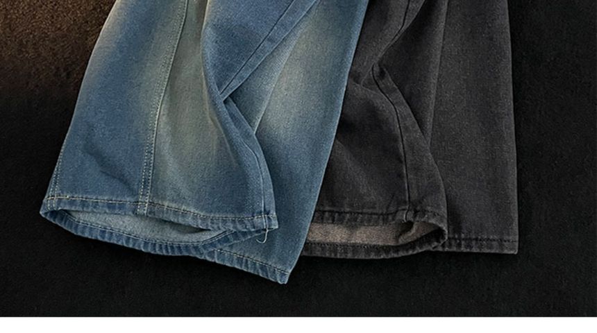 Mimiyox - Mid Rise Washed Denim Shorts