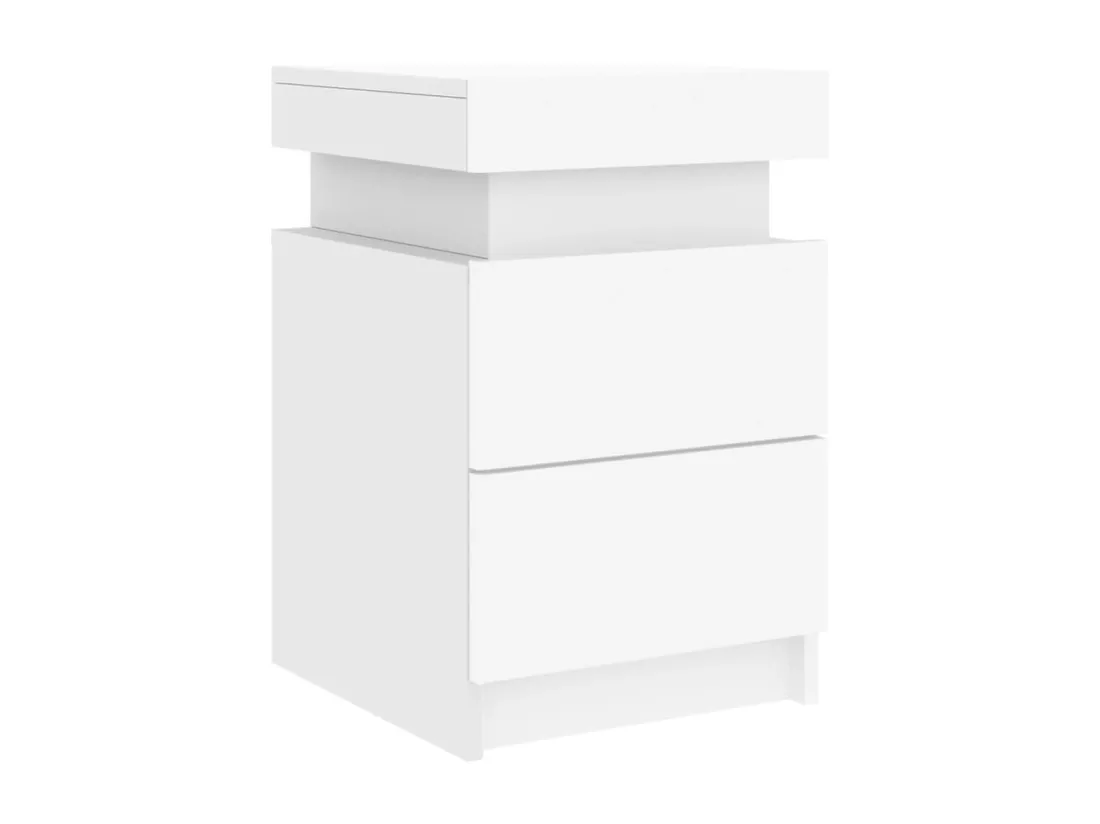 Tables de chevet avec lumières LED 2 pièces blanc 35x39x55 cm