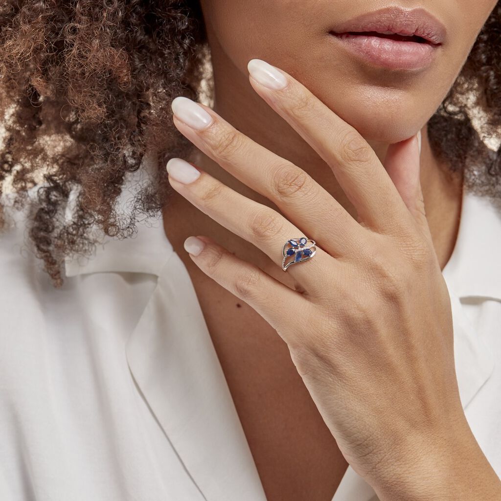 Bague Orchidee Or Blanc Saphir Diamant