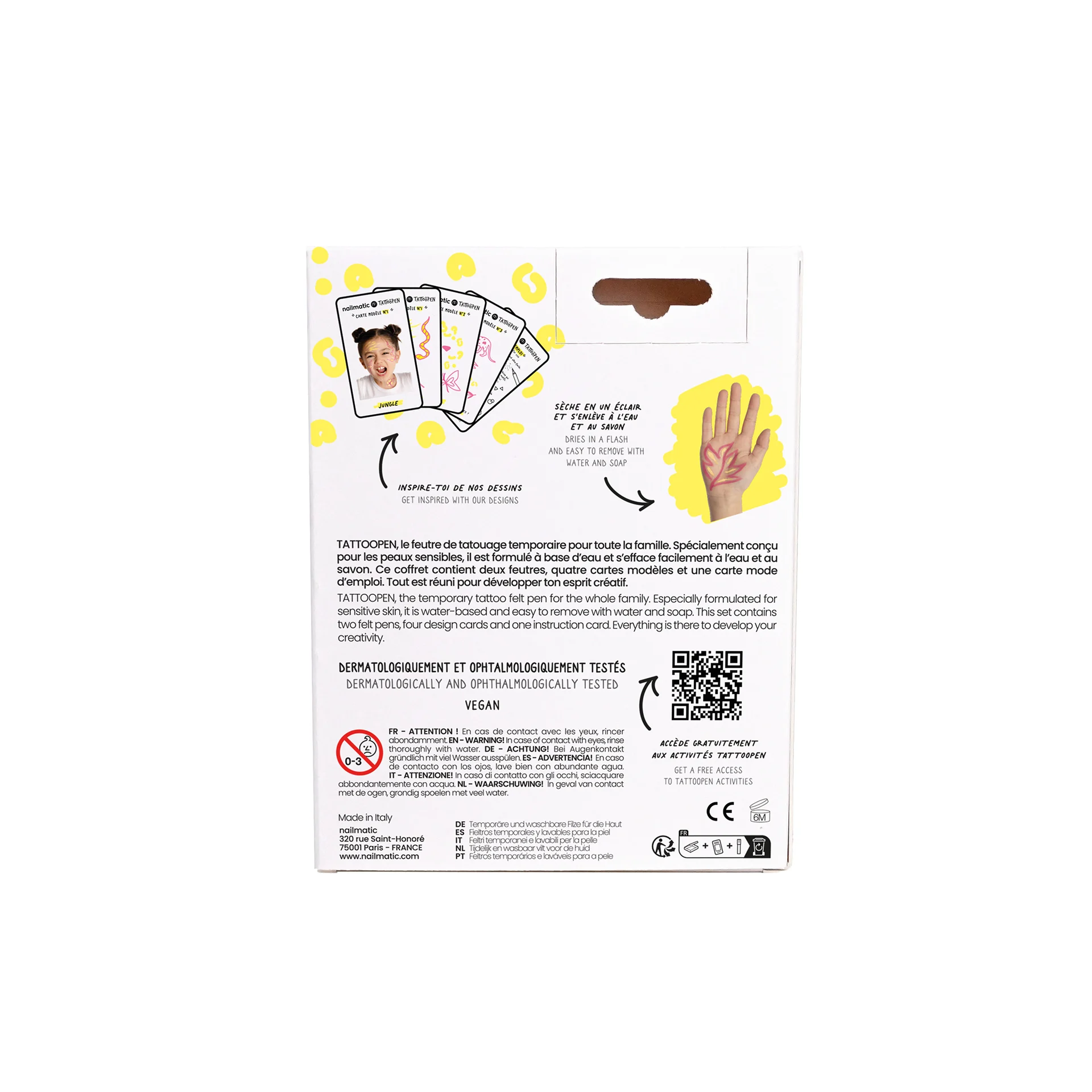 Set duo tattoopen Jungle + 5 cartes |- Rose/Jaune
