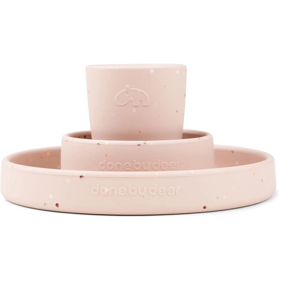 Done by Deer™ Silikon Geschirr-Set Confetti rosa