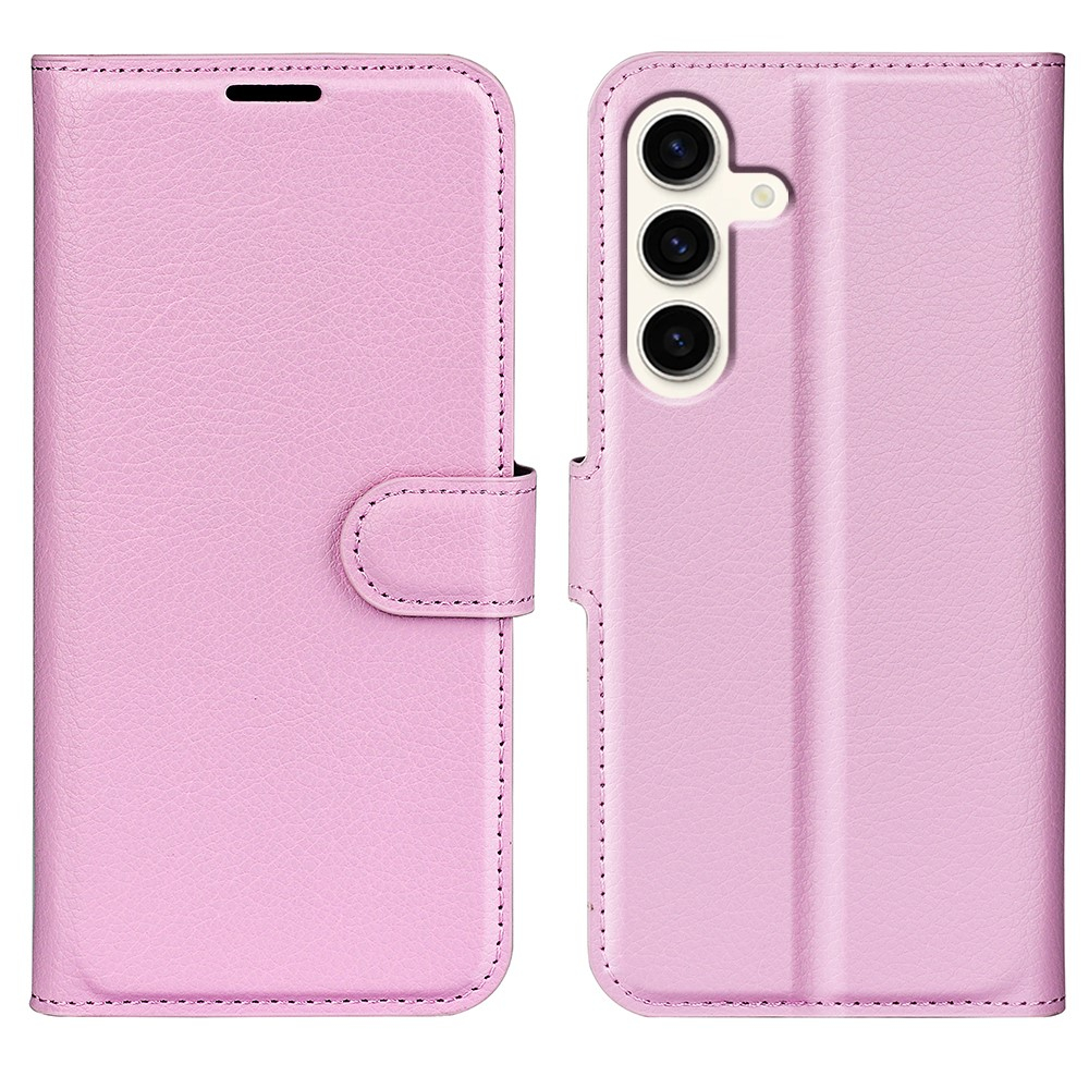 Samsung Galaxy S24  Plus Leder Tasche Flip Cover Litchi Look - Rosa
