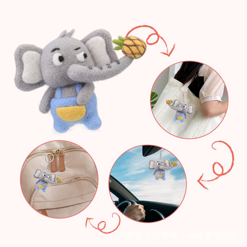 Miumi - Olifant tashanger sleutelhanger DIY naaldviltset