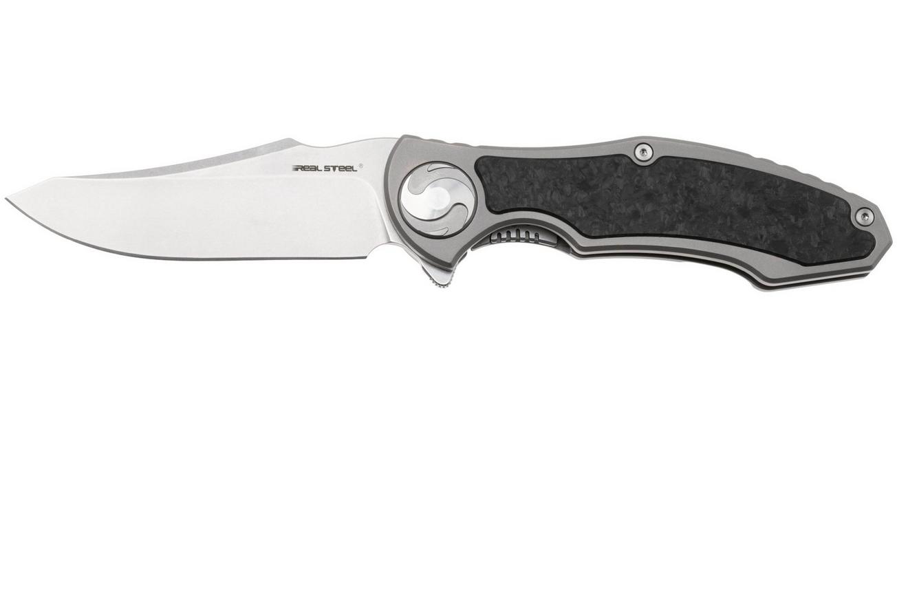 Real Steel Exorcist 9412CF, Stonewashed CPM S35VN, Sandblasted Titanium, Shred Carbon Fiber Inlay zakmes, Carson Huang design