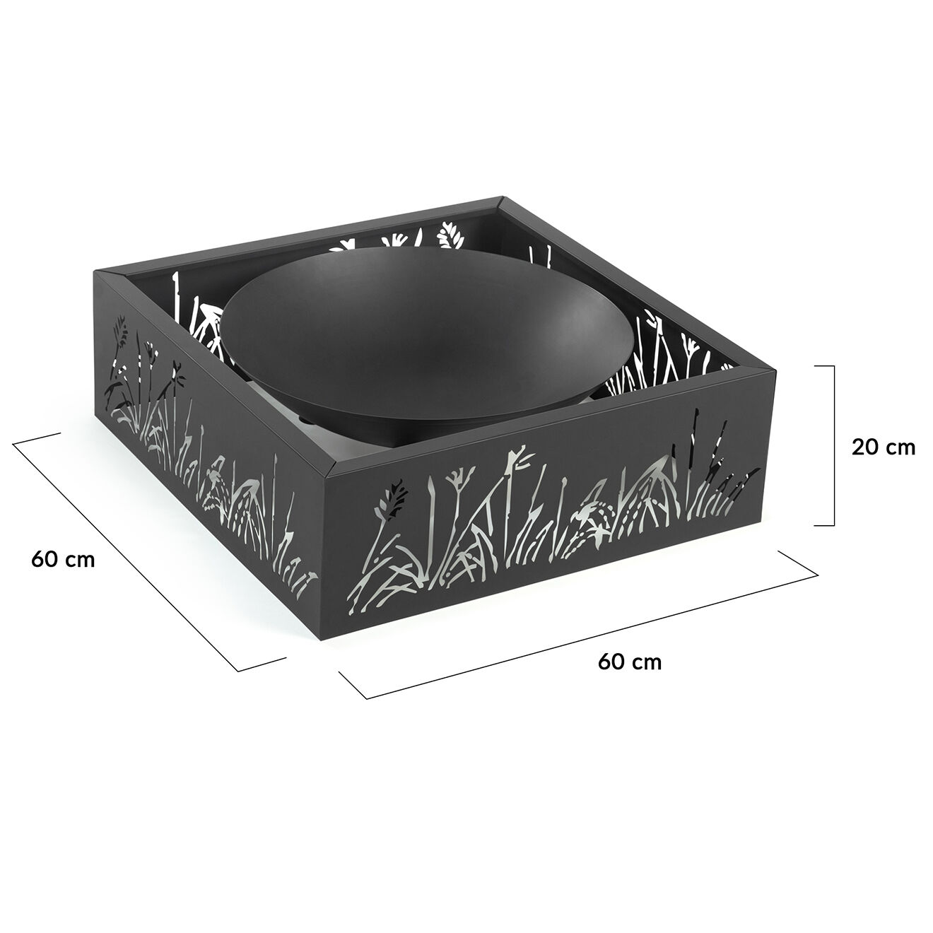 Pratik Garden Braséro beringa noir - 60x60x20 cm