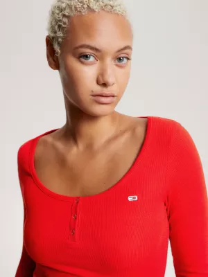 Camiseta Henley de manga comprida com corte slim