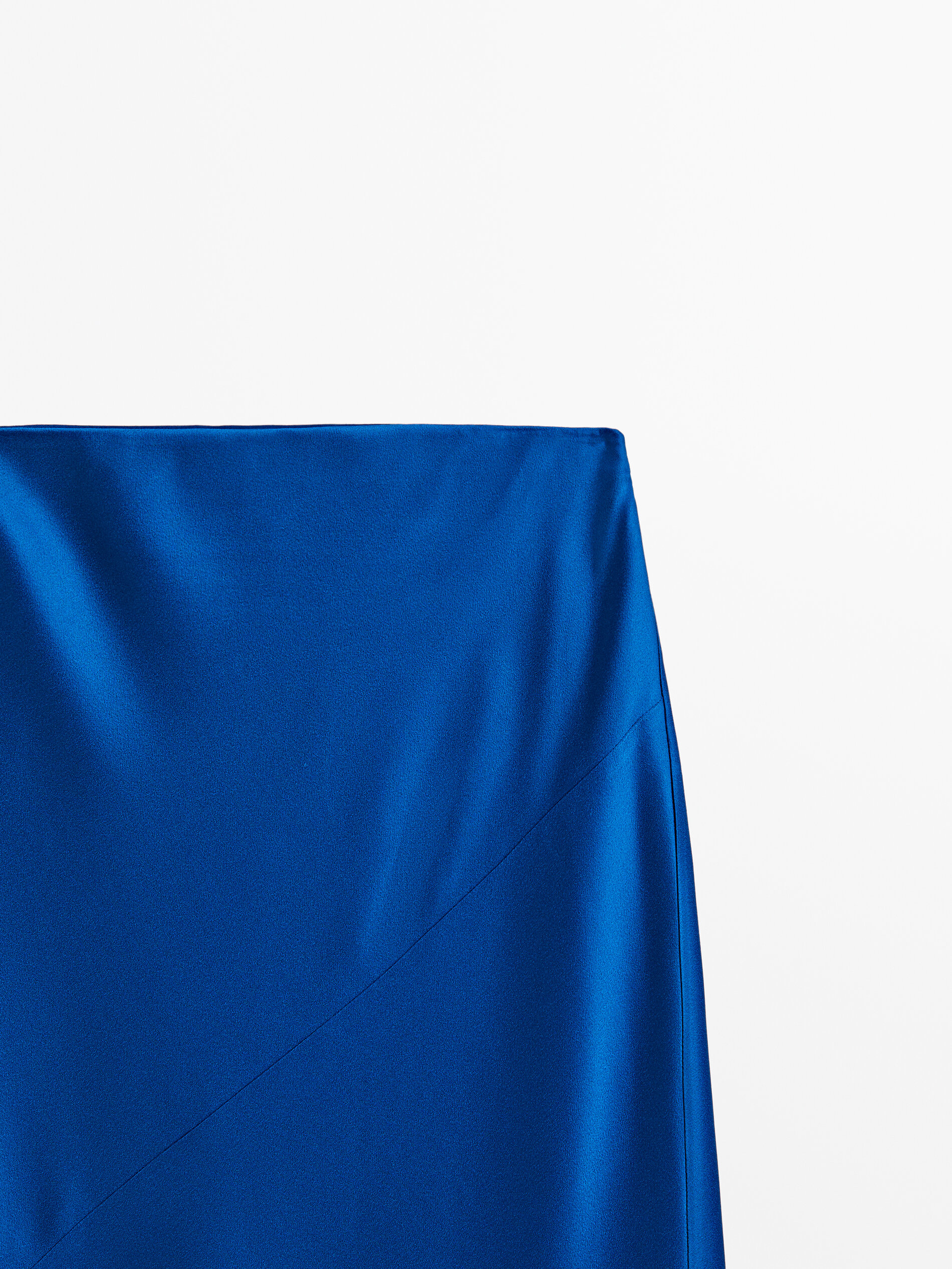 Saia midi fluida de cetim - AZUL ROYAL
