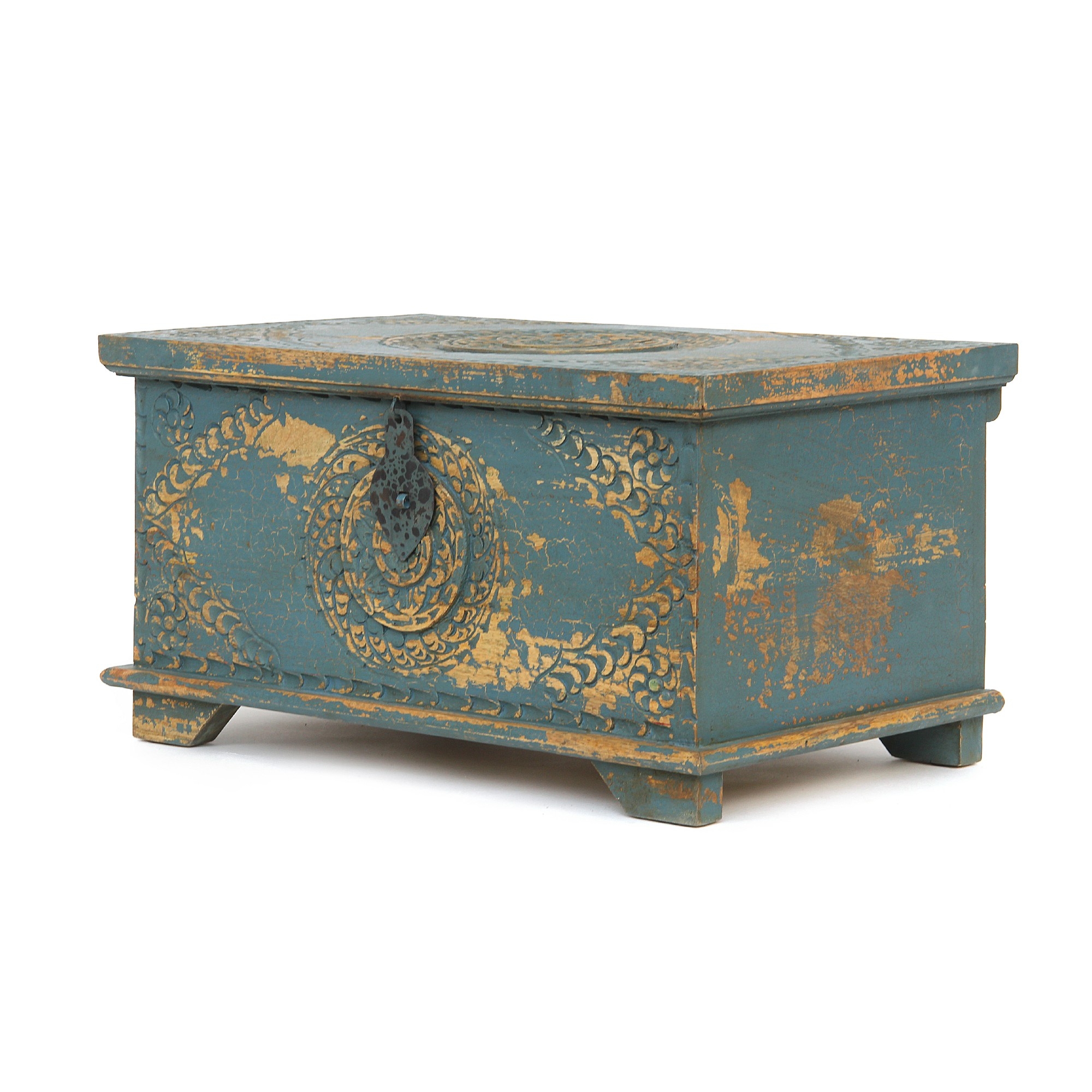 Truhe 'Jaquard', blau, B 58 cm, H 31 cm, T 36 cm von fischer's lagerhaus