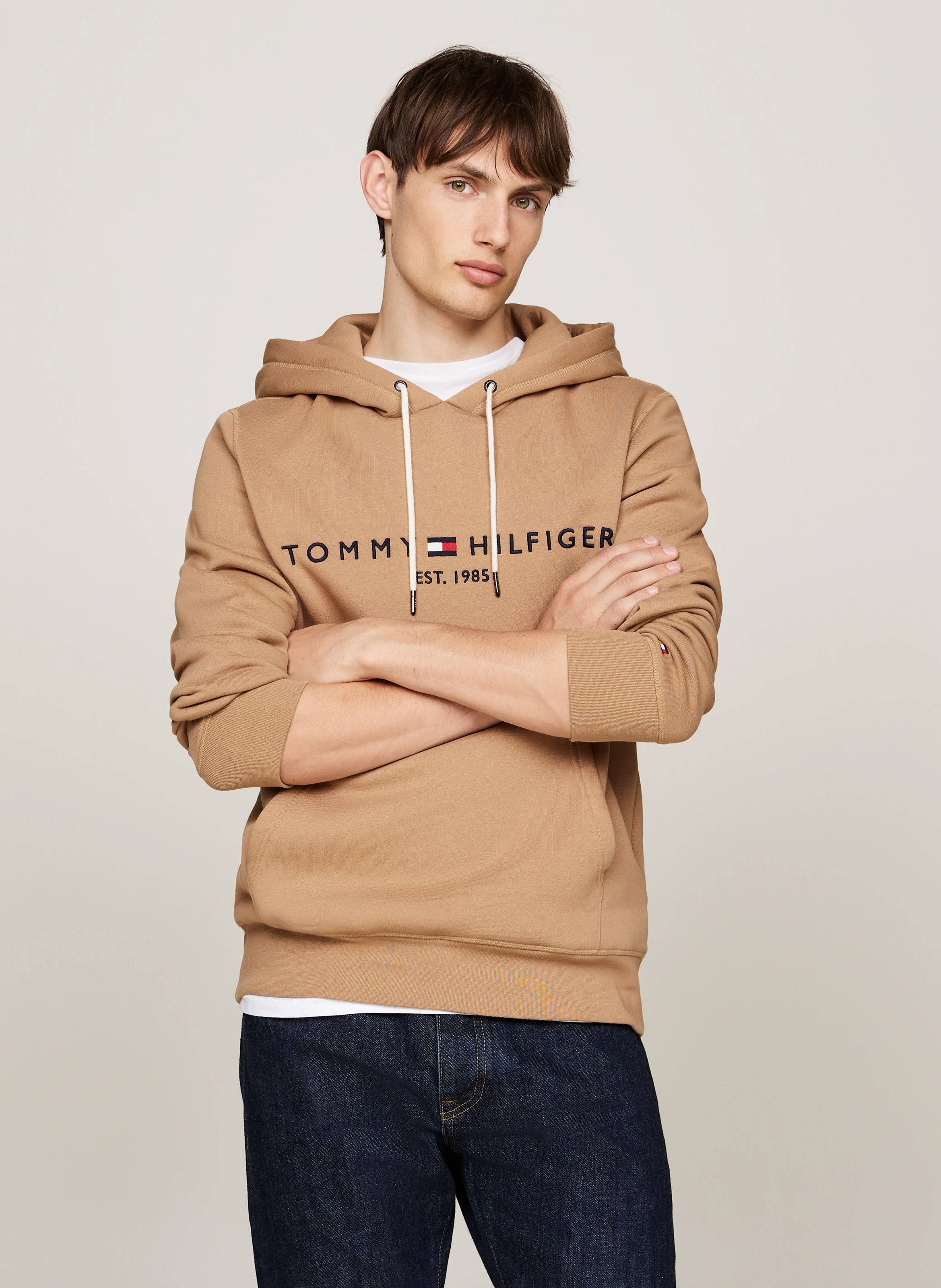 Sweat à capuche regular-fit en coton mélangé | Kaki