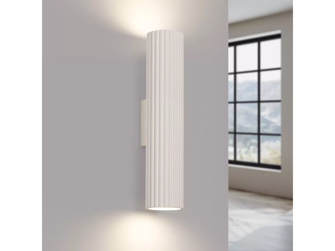 Applique Karbon minimaliste en aluminium - 2 sources lumineuses - L.6,5 x H.30 cm - beige