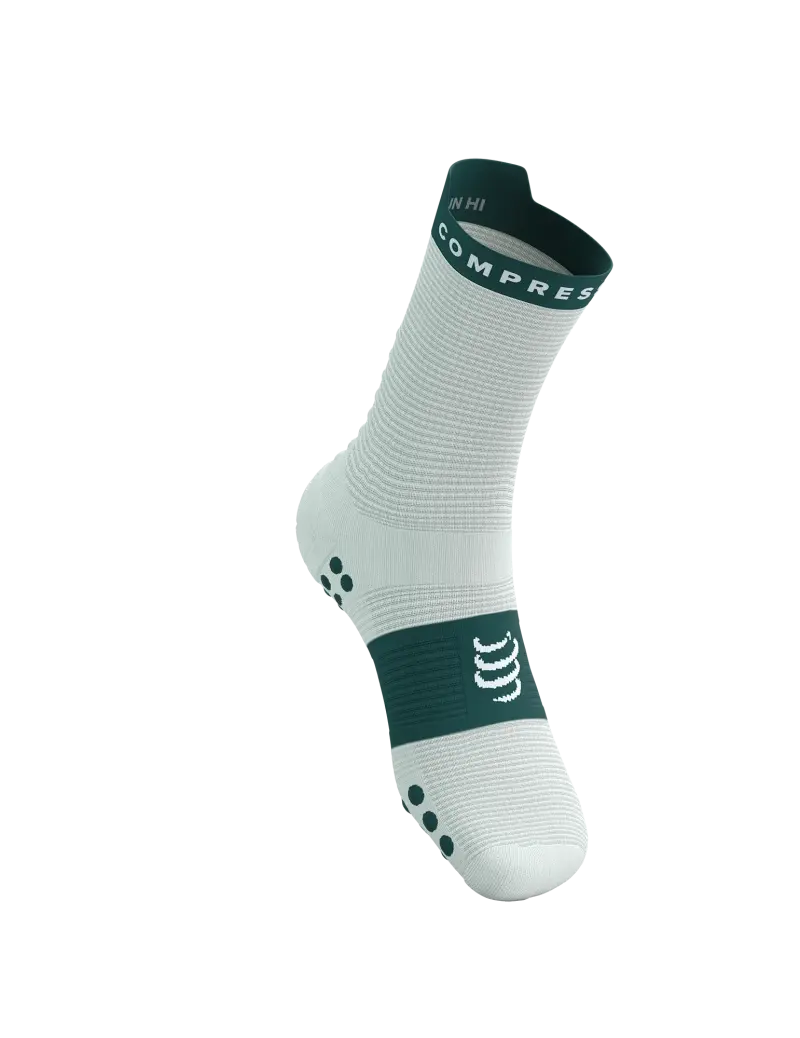 Compressport Pro Racing v4.0 Run High Compressiesokken Wit/Groen