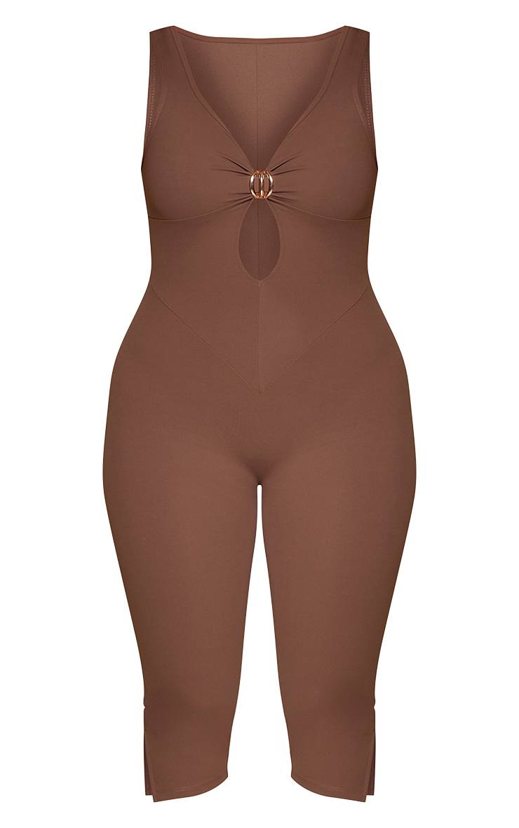 Moka Combinaison-pantalon Capri Sculptante À Encolure Plongeante Avec Détails De Finition