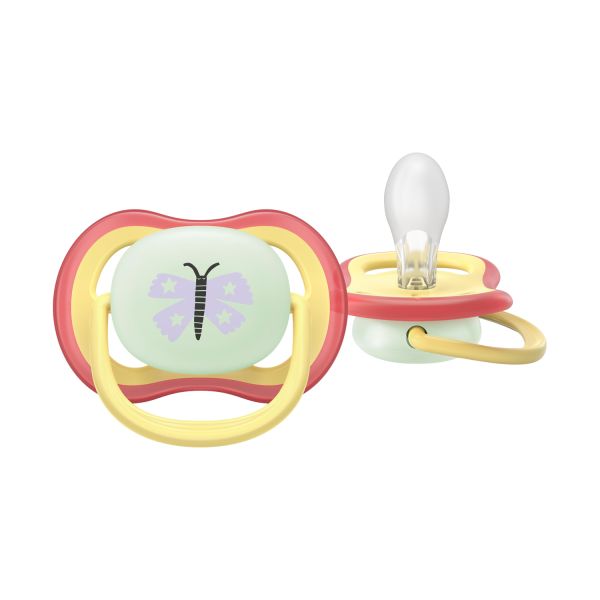 Philips Avent Ultra Air Fopspeen - 0-6 Mnd - 2 Stuks - Plant-based - Glow In The Dark