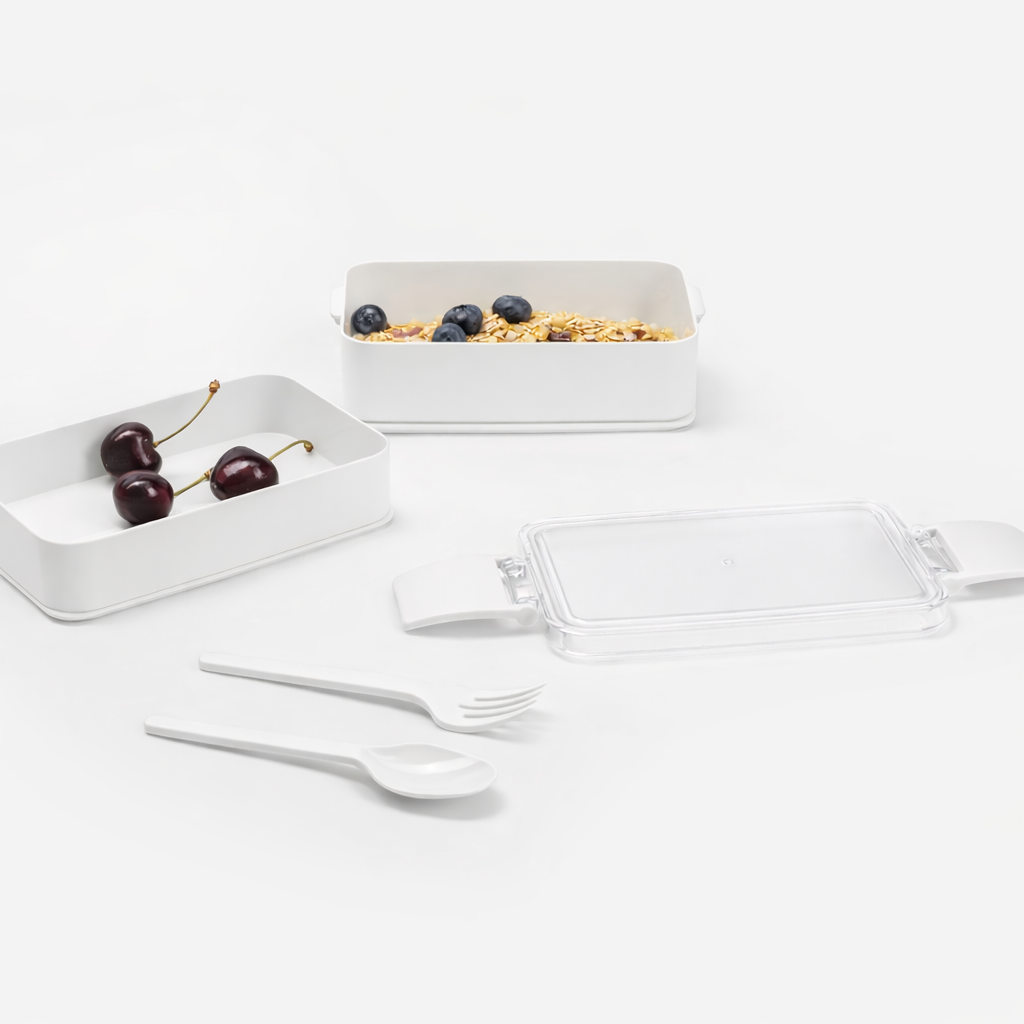 HEM 2-laags lunchbox met bestek - White
