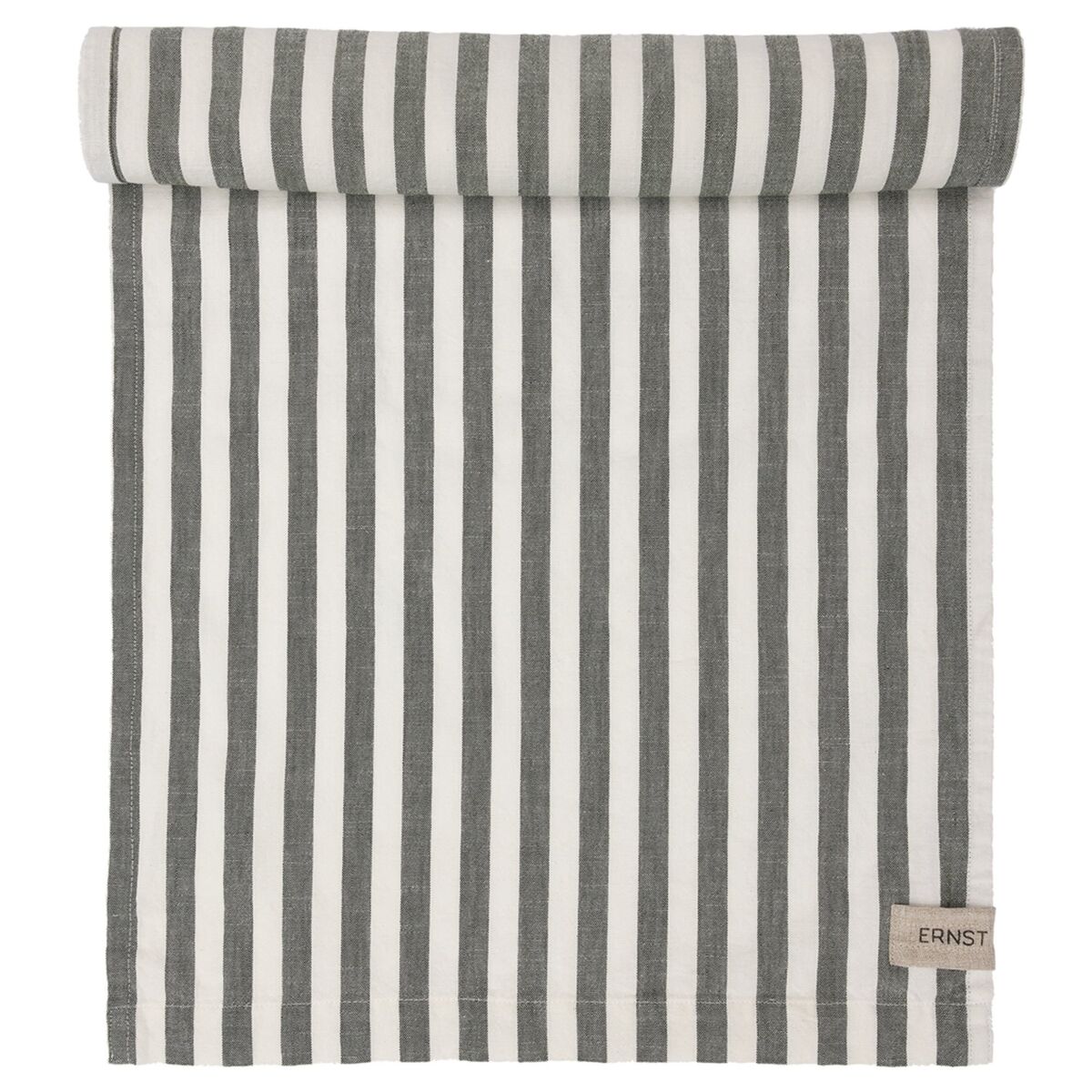 Løper bred stripe 45x150 cm, grønn/hvit