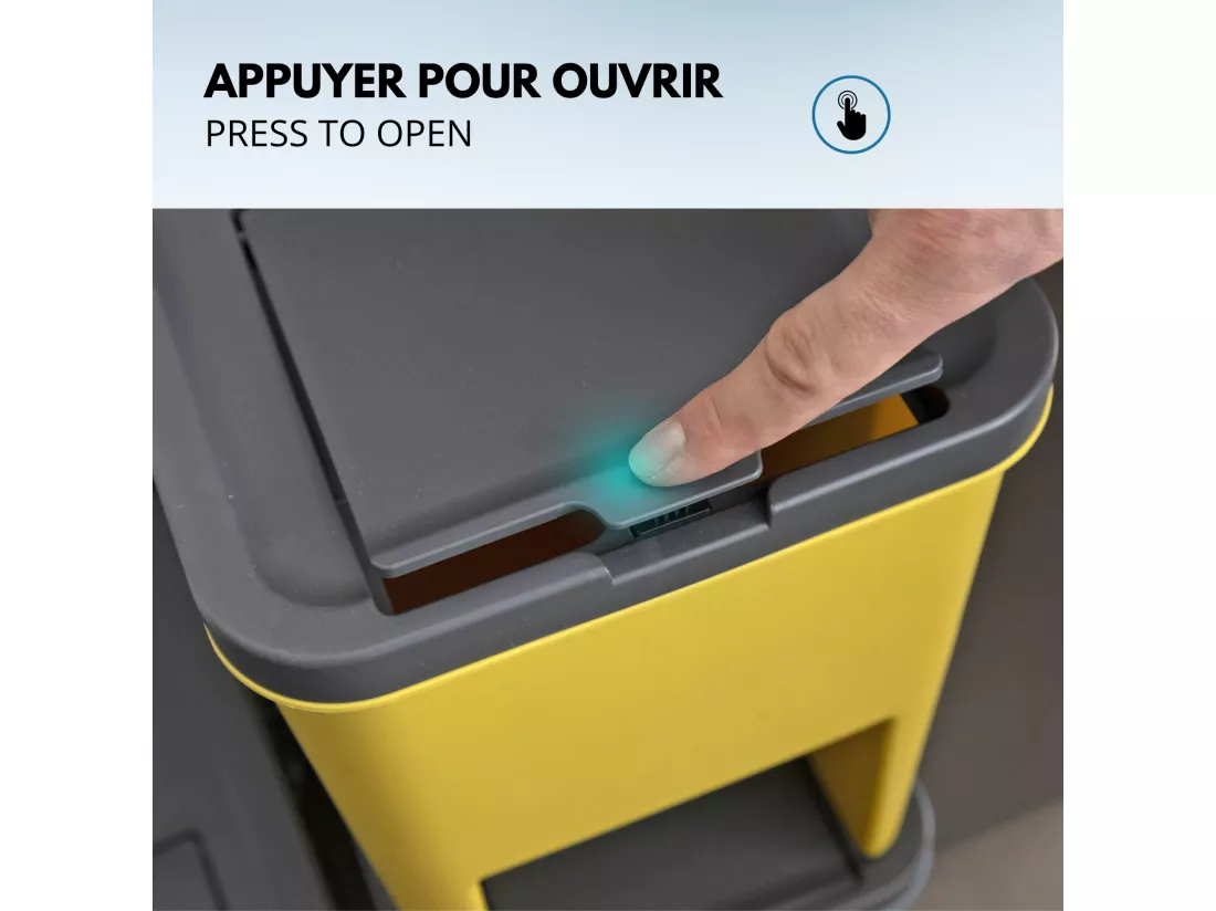 Lot de 3 Poubelles Empilables BERGEN Gris Plastique H31.5 cm