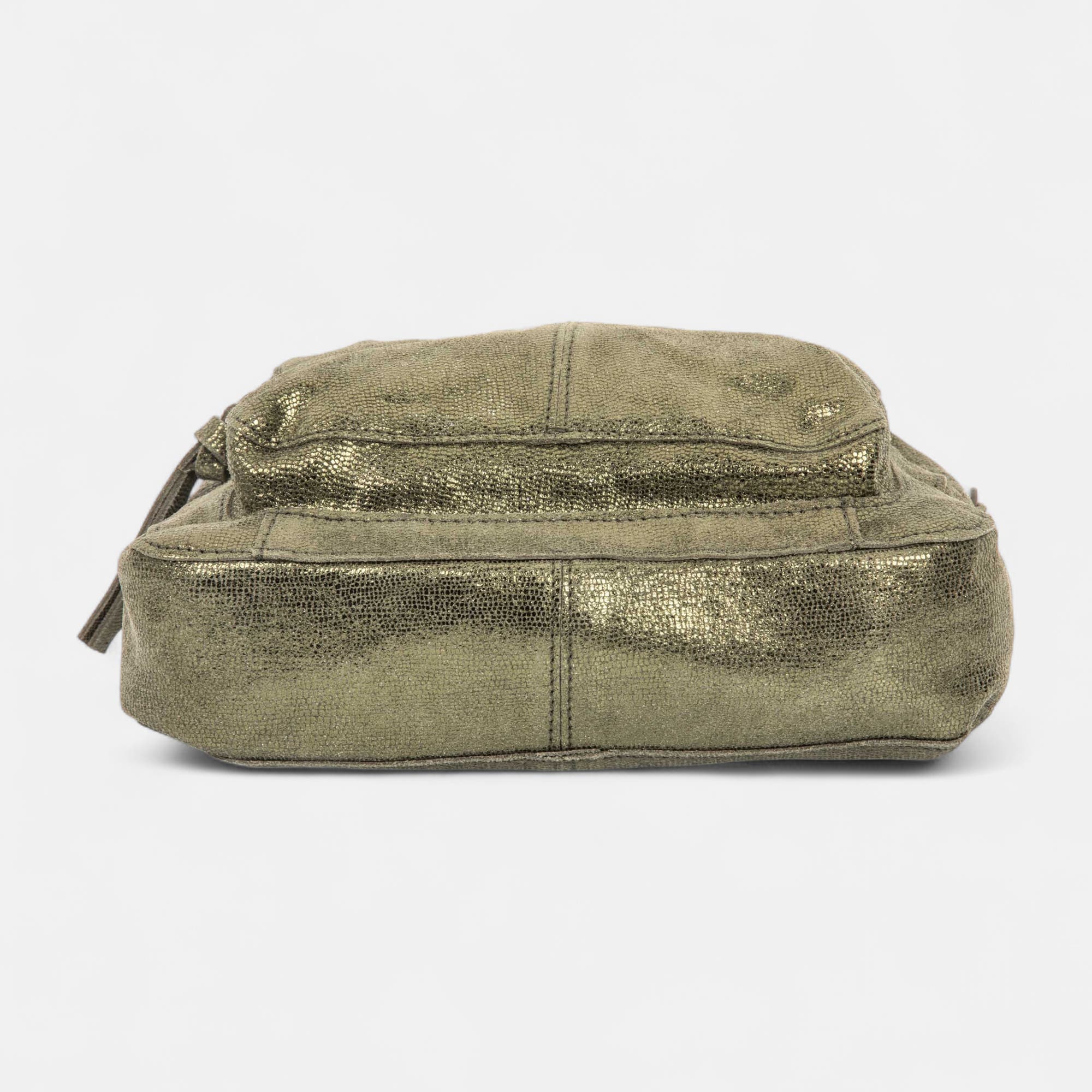 Sac bandoulière en cuir kaki