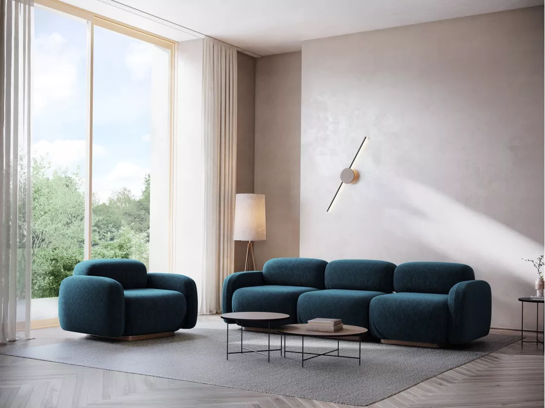 Fauteuil en tissu chenille - bleu royal - AILANI